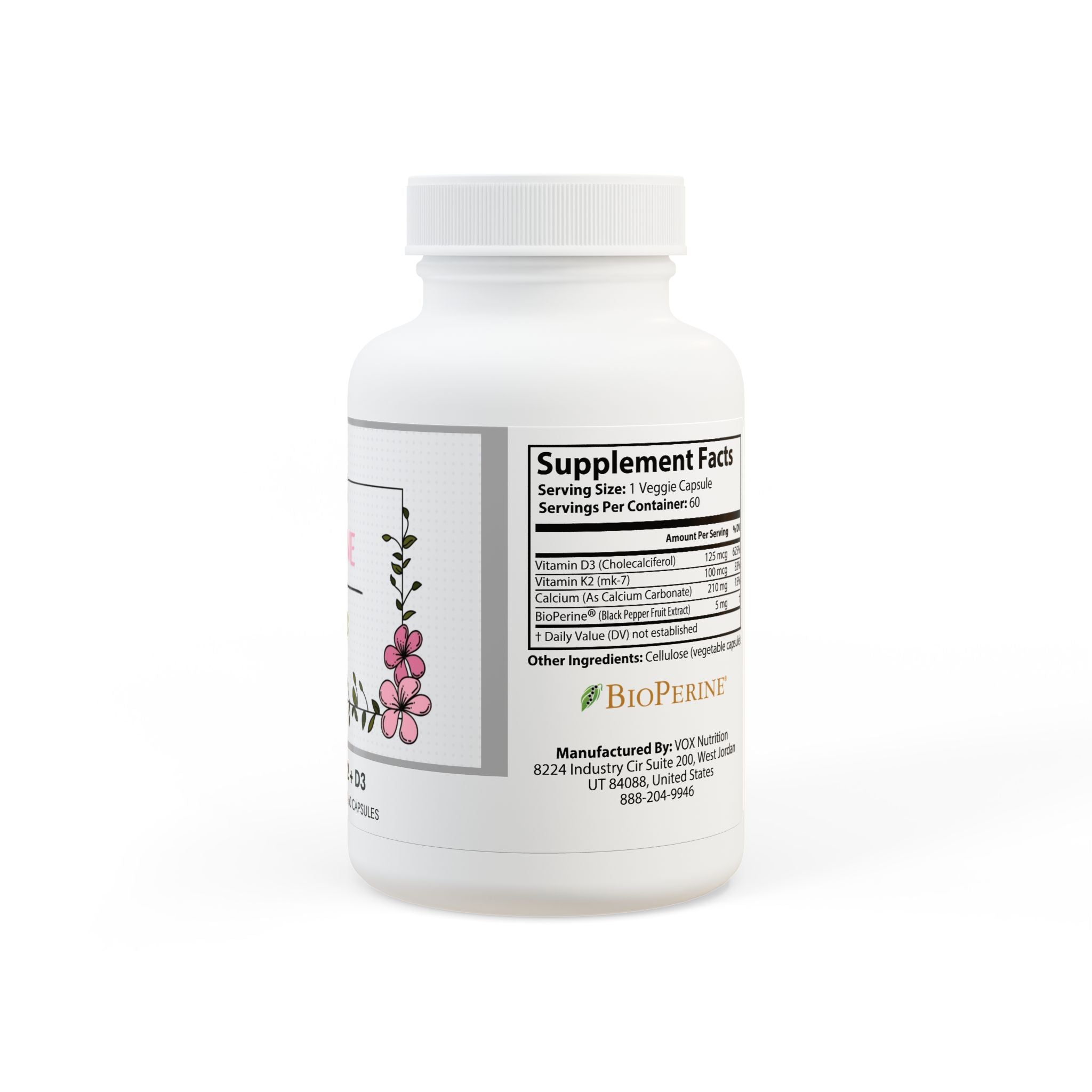 Vitamin K2 + D3 Supplement (60 Capsules)