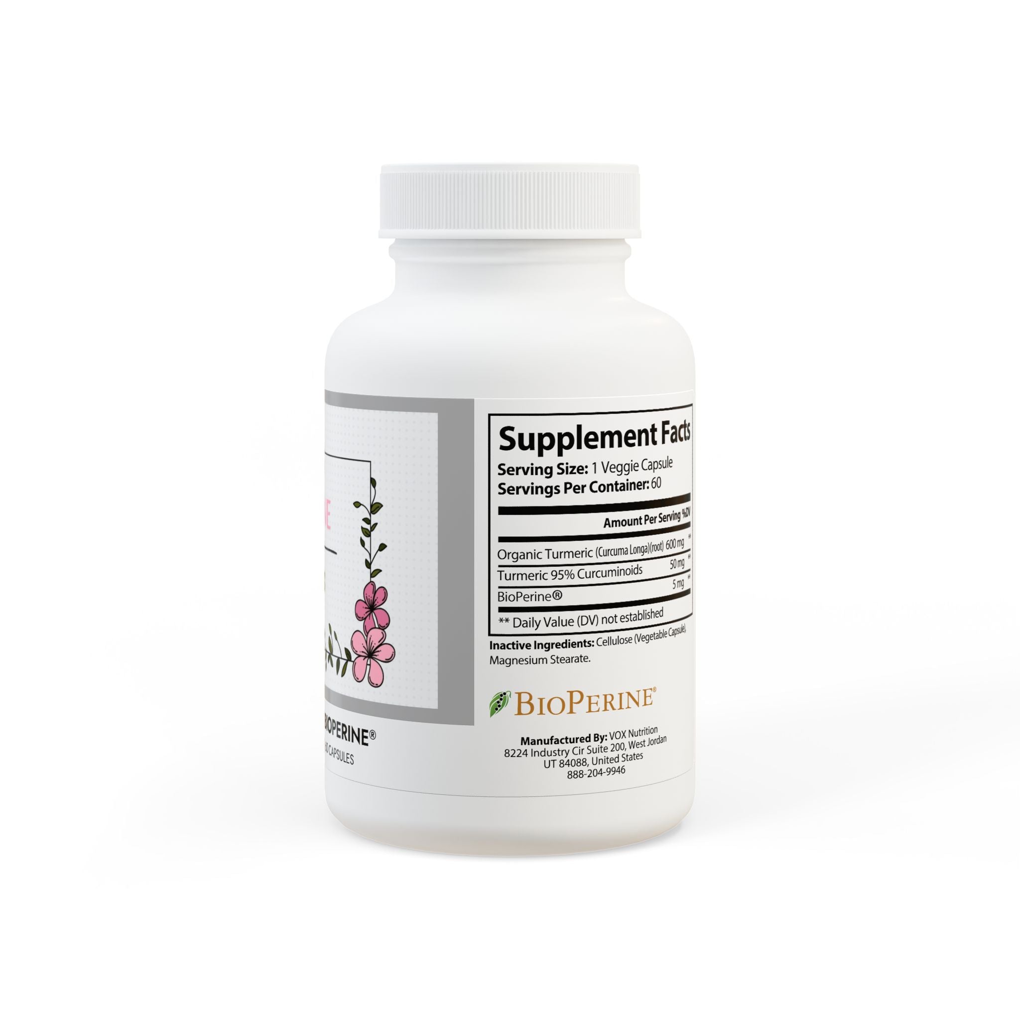 Turmeric with BioPerine® (Black Pepper Fruit Extract) Supplement (60 Capsules)